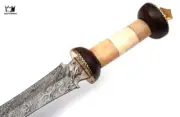 Roman Gladius Handmade Damascus Steel Sword With Leather Sheath Viking Sword