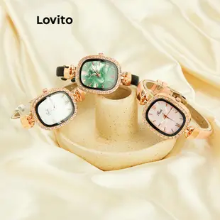 Lovito 女士休閒純水鑽石英手錶 L72AD104