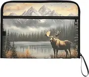 YMXFXP Expandable Filing Folder Moose Landscape Winter, 13-Pocket Funny Cute Design with Sticky Labels, A4 Letter Size Document Organizer for Office, School, Boys, Girls