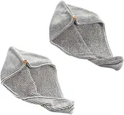 LOLIPPYY 2Pcs Bamboo Charcoal Quick Drying Hair Towel Fast Absorbent Hair Cap for Women Ladies for Daily Use