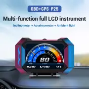 P25 Car HUD Head-up Display LCD OBD Multifunctional Incline MeterDisplaying Car SpeedWater TemperatureFuel Consump