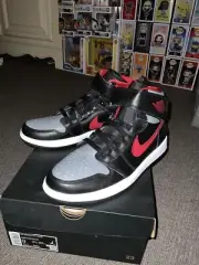 Jordan 1 Hi Flyease Black Gym Red Smoke Grey US9 New With Box Y.