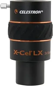[Celestron] 93428 X-Cel LX 3X Barlow Lens for Telescopes, 1.25" Barrel, Triple The Magnification of Any Eyepiece, High Magnification for Planets (Black)