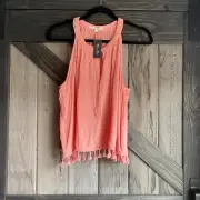 NWT Miss Me pink fringe tank top size small