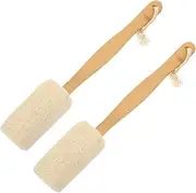 2pcs Loofah Shower Brush Loofah Sponge Body Scrub Body Brush for Showering Exfoliating Bath Sponge Back Scrubber for Shower Bath Loofah with Long Handle Sponge Body Wipe Wood Beige