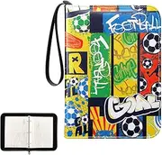 [Joisal] Football Soccer Ball Graffiti Card Binders, Trading Card Binder Zipper with Sleeves Trading Card Organizer