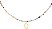 [Mikovivi] Colorful Beaded Initial Necklace, Summer Necklaces for Women Girls Letter Pendant Necklace Bohemian Beaded Necklace Handmade Jewelry Gifts for Teens