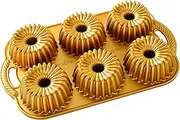 Nordic Ware USA Brilliance Cast Aluminium Bundtlette Pan, Gold, 38 x 23 x 4.5 cm