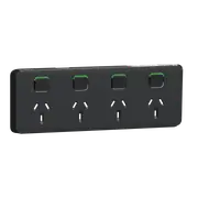 Clipsal Iconic Series Cover Frame - 4 Switches & 4 Sockets - 10 A - Horizontal - Iconic Black - 3015/4C-XB