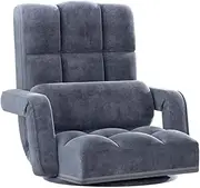 Artiss Floor Sofa Chair, Single Adjustable Couch Cushions Floor Lounge Recliner Chair Lounger Office Outdoor Indoor Living Room Bedroom Furniture, Swivel Charcoal Foldable Soft 150kg Capacity Grey