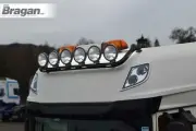 Roof Bar + LEDs + Spot Lamps For Volvo FH4 13-21 Globetrotter Standard BLACK Top