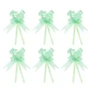 100Pcs 8" Pull Bows Ribbon Gift Wrapping String Rose Pattern Bow Tie Green