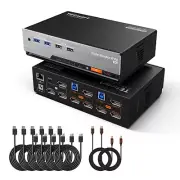 TESmart 8K@60Hz 4K@144Hz KVM Switch 3 Monitors 2 Comp., DP 1.4, USB 3.0, 1Gb Net