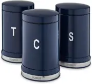 T826171MNB Belle Set of 3 Canisters Tea Coffee Sugar Storage Midnight Blue