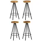 4 Pcs Kitchen Bar Stools Steel Frame Industrial Style Wooden Counter Chair Set