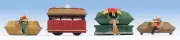 COFFINS FUNERAL Accessories 4 painted plastic pieces HO 1/87 scale by NOCH 14874