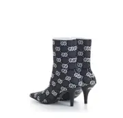 Gucci Pointy Toe Sock Boots Technical GG Jersey Tom Black and White- 7.5