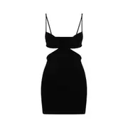 [Off White] Off White-Black Cut Out Ribbed Mini Dress-Donna 40 IT