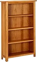 vidaXL Rustic Solid Oak Wood Bookcase with 4 Shelves, 70x22x110 cm - Space Saving Design for Home or Office