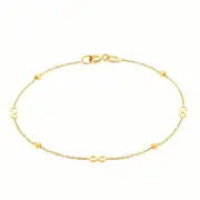 9ct Yellow Gold 19 cm Infinity Bracelet