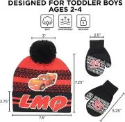 Disney Lightning McQueen Winter Hat and Kids Mittens Set, Toddler Boys Ages 2-4