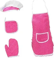 SOPOTUTU 1 Set Baking Apron Hat Gloves Mat Role Play Kitchen for Fun Educational Present for Birthday Christmas Safe Cookware