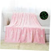 Glow in The Dark Star &Heart Blanket Gifts for Girls&Boys Kids B-pink Star