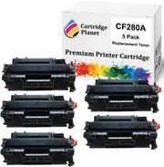 5 Pack Compatible Toner Cartridge Replacement for HP CF280A 80A (2,700 Pages) for HP Laserjet Pro 400 M401d 400 M401dn 400 M401dne 400 M401dw 400 M401n 400 MFP M425dn 400 MFP M425dw