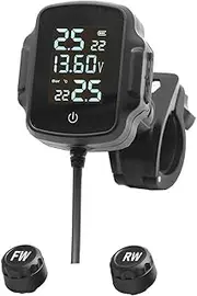 GRARRO Motorcycle TPMS Motorbike Tire Pressure Monitoring System Tyre Temperature Alarm System with 3.0 USB Charger
