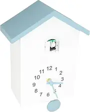 Bird House Wall Clock, Smart Chime Feature Silent Movement Pendulum Clock with ABS Plastic Material for Home Decoration (Blue Gray Roof)