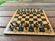 Unique Mythological Chess Set w Metal Silver Chess Set - Wood Chess Board Gift