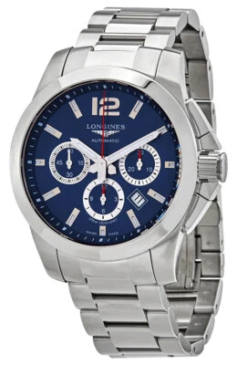 Longines Conquest Automatic Chronograph Steel Divers Mens Watch L3.801.4.96.6
