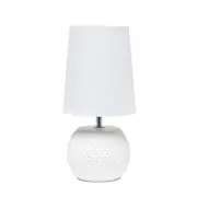 LT2084-WHT Mini Studded Texture Ceramic Bedside Table Lamp, White/White Shade