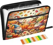 Autumn Gnome Gathering Folder Dividers 13 Pocket Accordion Folders for Documents with Front Pencil Pouch