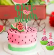 ONE in a Watermelon cake topper first 1st birthday fruit cupcake toppers baby