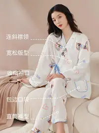 在飛比找Yahoo!奇摩拍賣優惠-月子服夏款薄款產純棉紗布春秋季哺乳睡衣哺乳喂奶衣家居服