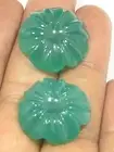 Natural Green Chalcedony Round pair Flower Handcrafted Carving Gemstone 44.15Ct