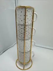 Grace Teaware Stackable 4 Cup Set Geometric Design.