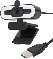 1080P HD Webcam with Adjustable Ring Light and Microphone, Wide Angle USB Plug and Play Web Camera for Video Streaming Conference
