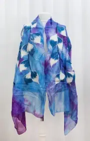 Felt Scarf Nuno Felted Shawl 27.56" x 72.83" BRAND NEW FAST Shipment 12304