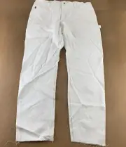 Red Kap Men's 42 X 37U White Denim Raw Hem Carpenter Painter Jeans NWT *Flaw