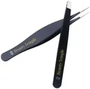 Tweezers 2 Set | Stainless Steel Slant Tip and Pointed Eyebrow Tweezer Set
