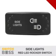 Side Lights LASER ETCHED Horizontal Rocker Switch Red LED 12v 24v On-Off