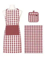[Ladelle] Eco Gingham Kitchen Accessories Set in Blush