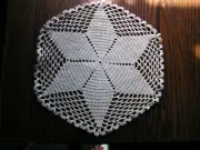 Antique Doily Placemat 6 Point Star Hexagon Hand Crochet Off White Ivory - NEW