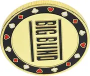 NAMOARLY Big and Small Blinds Poker Cards Game Tokens Poker Accessories Number Chips Game Chips Small Double-Sided Poker Chips Poker Gambling Tokens Dealer Button Party Supply Golden Iron
