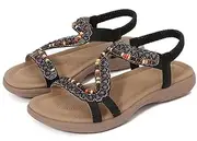 [SincereWay] Women Summer Flat Sandals Casual Comfortable Z-Strap Flip Flops with Elastic Ankle Strap for Beach