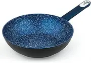 Non-Stick Wok with Lid 24cm, Woks & Stir-Fry Pans Nonstick Frying Pan Cookware Induction Compatible, PFOA Free, Blue