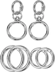 uxcell 2 Pcs Metal Swivel Clasps Key Chain O Ring Keyrings Round Spring Snap Keychain Hook Clip for Chains Extender DIY Handicrafts Keys Lanyards Jewelry Findings, Silver Tone