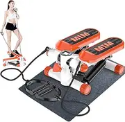 Mini Stepper LCD Display, Household Silent Twist Fitness Equipment with Resistance Bands, for Living Room Office Gym, 1